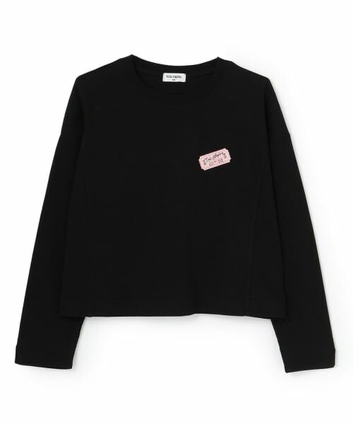 KP / ケーピー Tシャツ | 【Trois Lapins】 ワッペンデザイン 長袖Ｔシャツ（黒）