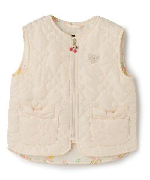 KP / ケーピー ダウンジャケット・ベスト | チェリーキルトタフタ ジップアップベスト（オフ ホワイト）