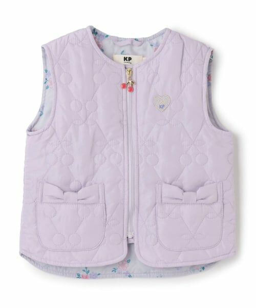 KP / ケーピー ダウンジャケット・ベスト | チェリーキルトタフタ ジップアップベスト（ラベンダー）