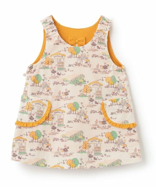 KP / ケーピー ミニ丈・ひざ丈ワンピース | mimiちゃん秋の街並み柄 リバーシブルジャンパースカート | 詳細2