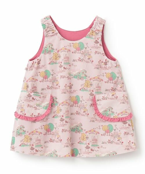 KP / ケーピー ミニ丈・ひざ丈ワンピース | mimiちゃん秋の街並み柄 リバーシブルジャンパースカート | 詳細3