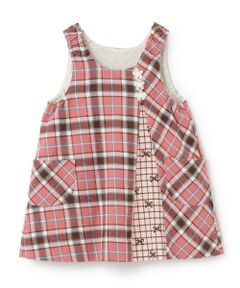 KP / ケーピー ミニ丈・ひざ丈ワンピース | チェック×mimiちゃん刺しゅう リバーシブルジャンスカ