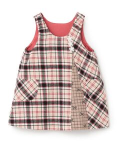 KP / ケーピー ミニ丈・ひざ丈ワンピース | チェック×mimiちゃん刺しゅう リバーシブルジャンスカ