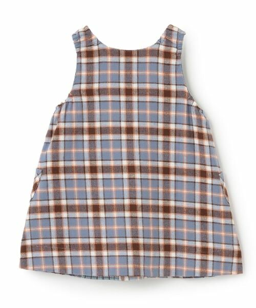 KP / ケーピー ミニ丈・ひざ丈ワンピース | チェック×mimiちゃん刺しゅう リバーシブルジャンスカ | 詳細1