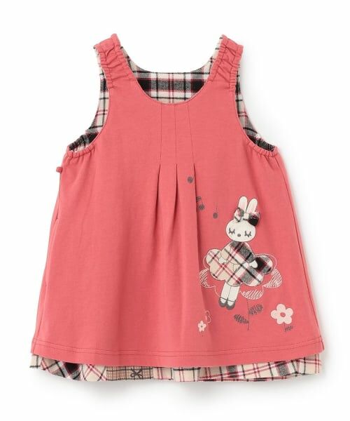 KP / ケーピー ミニ丈・ひざ丈ワンピース | チェック×mimiちゃん刺しゅう リバーシブルジャンスカ | 詳細3