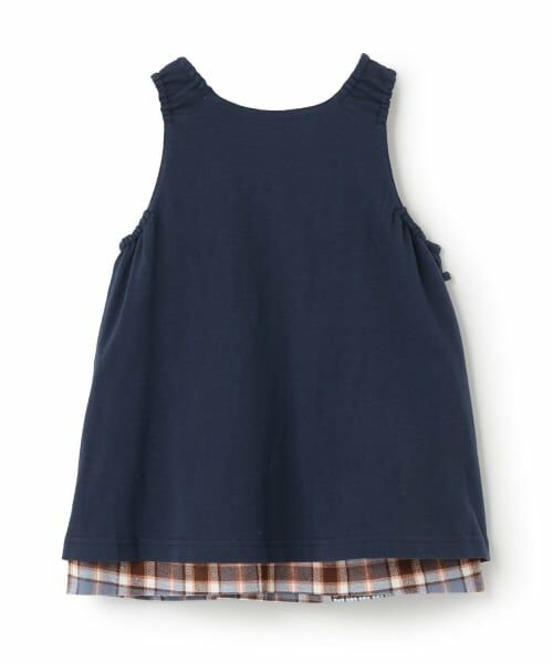 KP / ケーピー ミニ丈・ひざ丈ワンピース | チェック×mimiちゃん刺しゅう リバーシブルジャンスカ | 詳細5