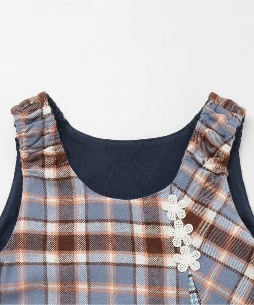 KP / ケーピー ミニ丈・ひざ丈ワンピース | チェック×mimiちゃん刺しゅう リバーシブルジャンスカ | 詳細6