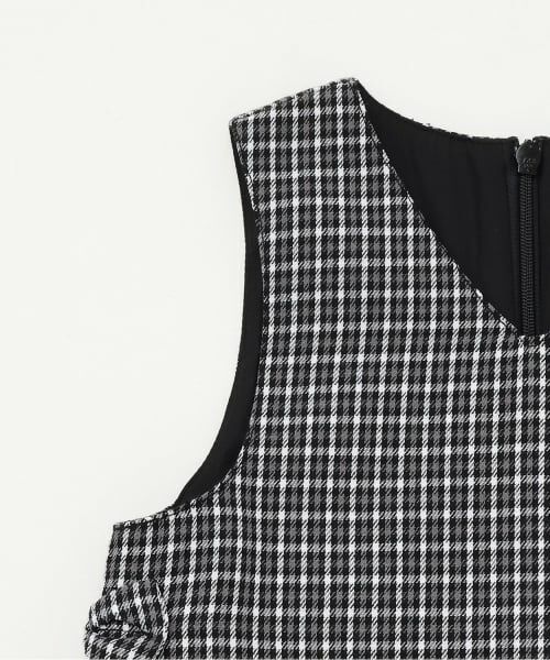 KP / ケーピー ミニ丈・ひざ丈ワンピース | 音符刺シュウ チェックジャンパースカート | 詳細3