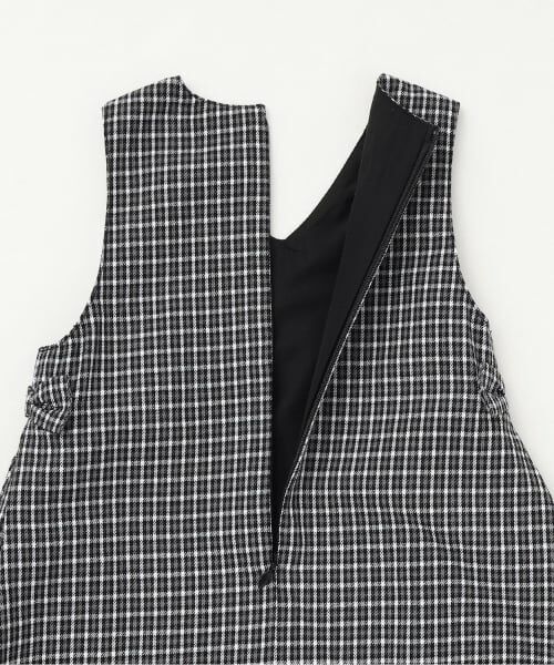 KP / ケーピー ミニ丈・ひざ丈ワンピース | 音符刺シュウ チェックジャンパースカート | 詳細8
