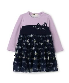 KP / ケーピー ミニ丈・ひざ丈ワンピース | 音符柄シフォン ティアードワンピース