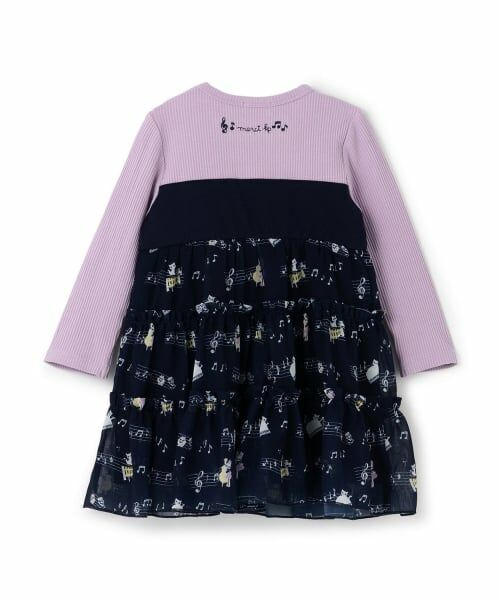 KP / ケーピー ミニ丈・ひざ丈ワンピース | 音符柄シフォン ティアードワンピース | 詳細1