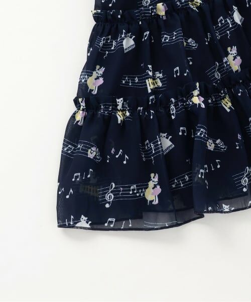 KP / ケーピー ミニ丈・ひざ丈ワンピース | 音符柄シフォン ティアードワンピース | 詳細5