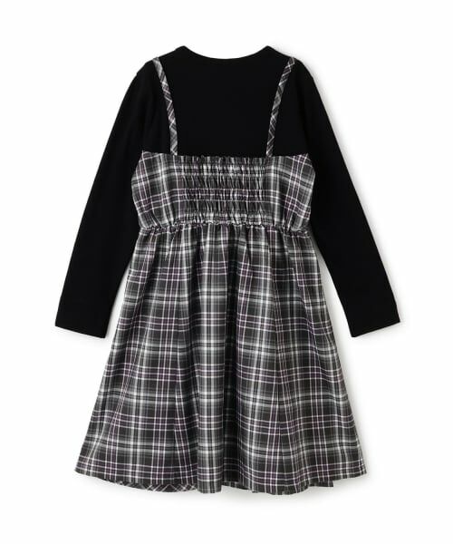 KP / ケーピー ミニ丈・ひざ丈ワンピース | レイヤード風チェックワンピース | 詳細1