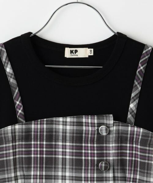 KP / ケーピー ミニ丈・ひざ丈ワンピース | レイヤード風チェックワンピース | 詳細2