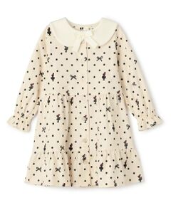 KP / ケーピー ミニ丈・ひざ丈ワンピース | ドットリボン柄ビエラワンピース 【ティペット付き】