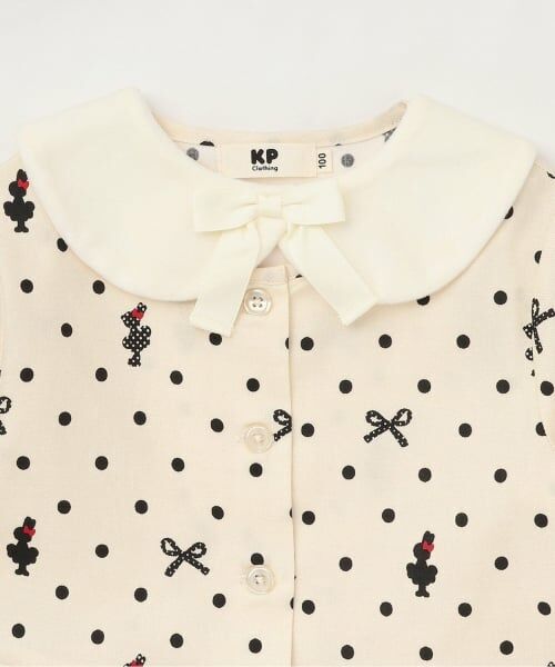 KP / ケーピー ミニ丈・ひざ丈ワンピース | ドットリボン柄ビエラワンピース 【ティペット付き】 | 詳細2