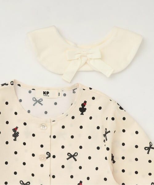 KP / ケーピー ミニ丈・ひざ丈ワンピース | ドットリボン柄ビエラワンピース 【ティペット付き】 | 詳細3