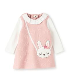 KP / ケーピー ミニ丈・ひざ丈ワンピース | mimiちゃんポシェット風 花キルトワンピース