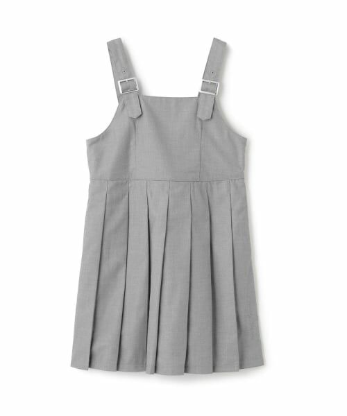 KP / ケーピー ミニ丈・ひざ丈ワンピース | 【Trois Lapins】 TRプリーツ ジャンパースカート（グレー）