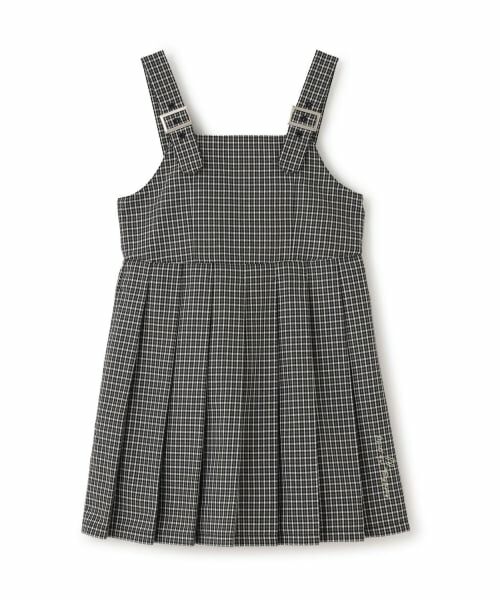 KP / ケーピー ミニ丈・ひざ丈ワンピース | 【Trois Lapins】 チェックプリーツ ジャンパースカート（黒）