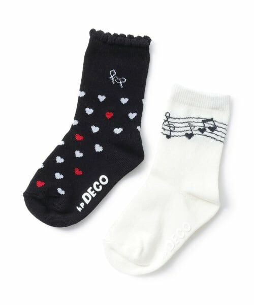 KP / ケーピー ソックス | 音符・ロゴ 2Pソックス（黒）