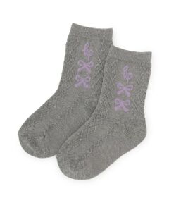 KP / ケーピー ソックス | リボン柄 フロート編ソックス