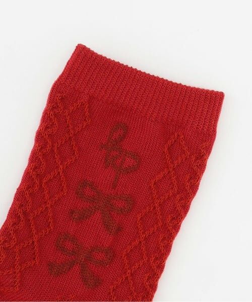 KP / ケーピー ソックス | リボン柄 フロート編ソックス | 詳細1