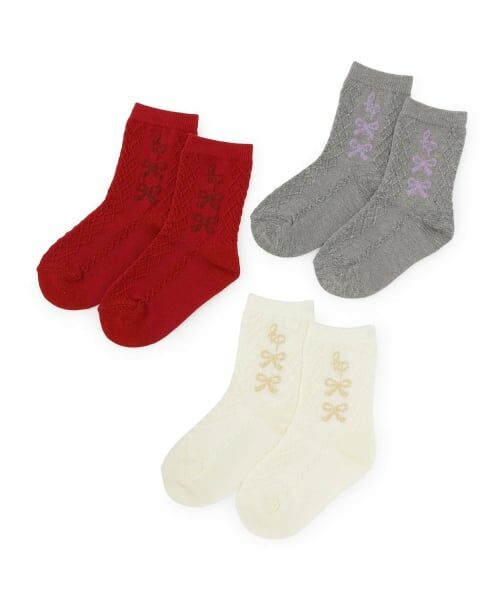 KP / ケーピー ソックス | リボン柄 フロート編ソックス | 詳細3