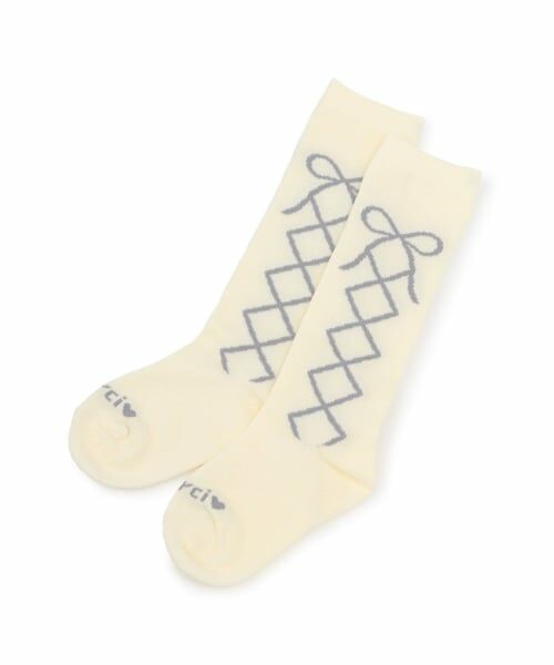 KP / ケーピー ソックス | レースアップ柄 ハイソックス（オフ ホワイト）
