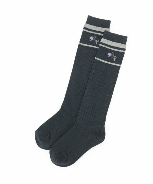 KP / ケーピー ソックス | ライン ニーハイソックス（チャコール）