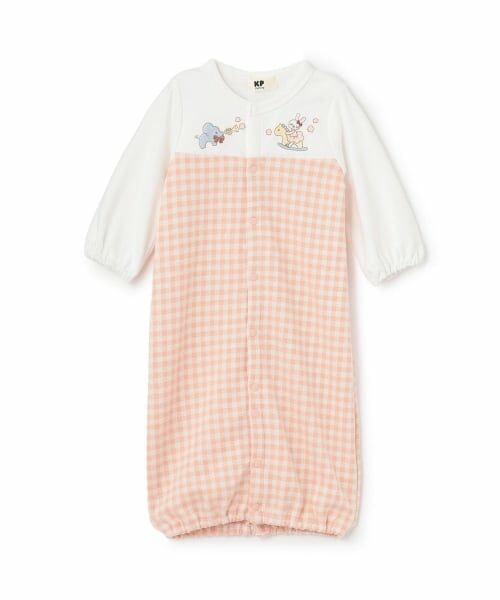 KP / ケーピー ロンパース | ギンガムジャカード切り替え2WAYドレス（ピンク）