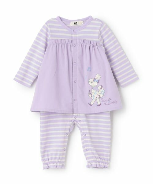 KP / ケーピー ロンパース | mimiちゃんボーダ- セットアップ風 カバーオール（ラベンダー）