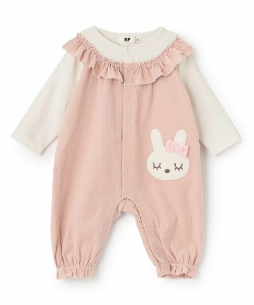KP / ケーピー ロンパース | mimiちゃんシャツコールフリル カバーオール（ピンク）