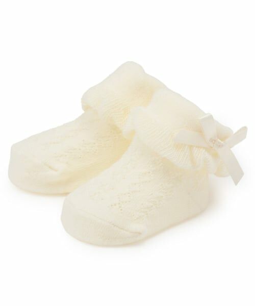 KP / ケーピー ベビー・キッズウエア | リボンつき 折り返しBABYソックス（オフ ホワイト）