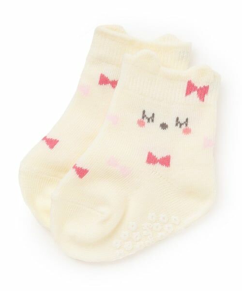 KP / ケーピー ベビー・キッズウエア | リボン総柄 BABYソックス（オフ ホワイト）