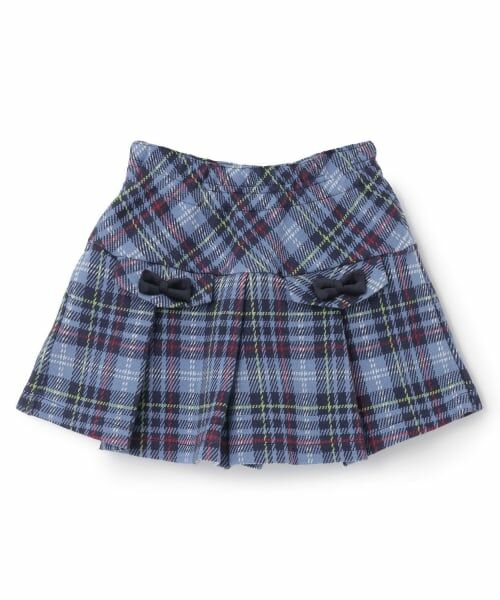 KP / ケーピー ショート・ハーフ・半端丈パンツ | Wジャカードチェック スカパン（紺）