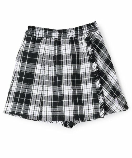 KP / ケーピー ショート・ハーフ・半端丈パンツ | ラメチェック キュロット(黒)