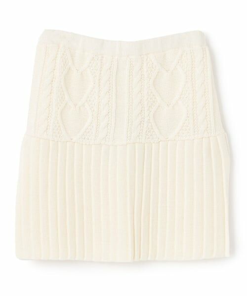 KP / ケーピー ミニ・ひざ丈スカート | ケーブル編 ニットスカート 【ウォッシャブル】（オフ ホワイト）