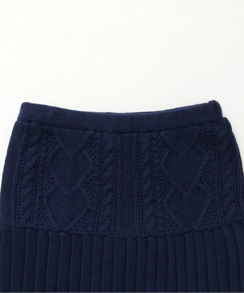 KP / ケーピー ミニ・ひざ丈スカート | ケーブル編 ニットスカート 【ウォッシャブル】 | 詳細2
