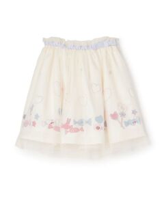 KP / ケーピー ミニ・ひざ丈スカート | mimiちゃん刺しゅう チュール スカート