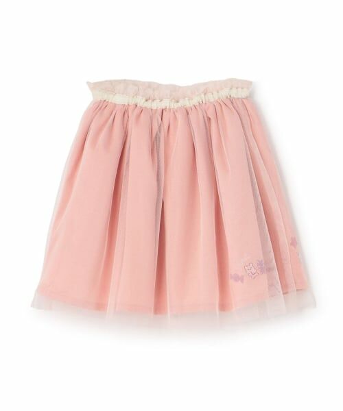 KP / ケーピー ミニ・ひざ丈スカート | mimiちゃん刺しゅう チュール スカート | 詳細1