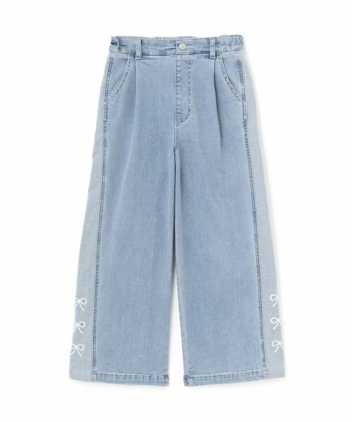 KP / ケーピー その他パンツ | 【trois lapins】 リボン刺シュウ バイカラーデニムパンツ（サックス）