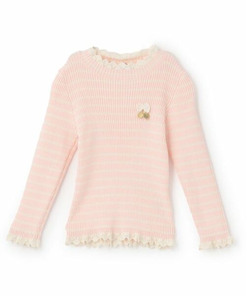 KP / ケーピー ニット・セーター | リブタートル ボーダー（ピンク）