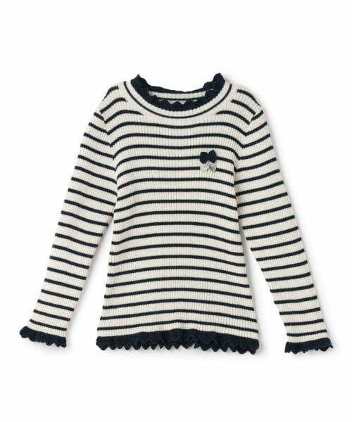KP / ケーピー ニット・セーター | リブタートル ボーダー（紺）