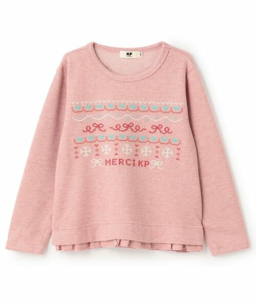 KP / ケーピー スウェット | クロス刺シュウ リブWフェイス トレーナー（ピンク）