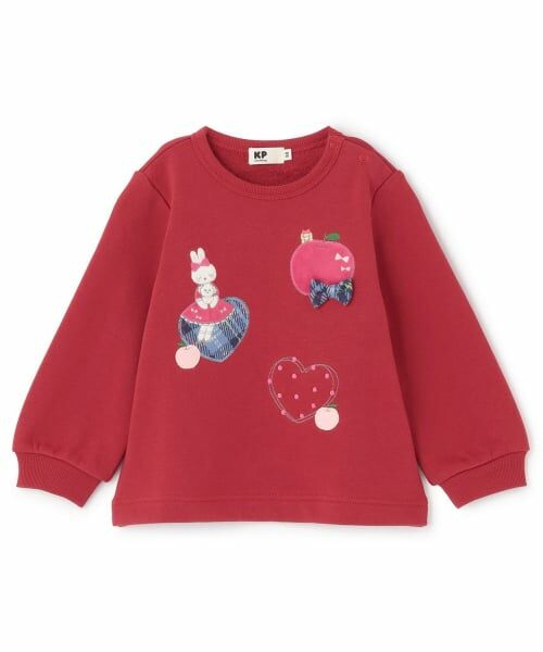KP / ケーピー スウェット | mimiちゃん&ハートアップリケ 裏毛トレーナー（赤）
