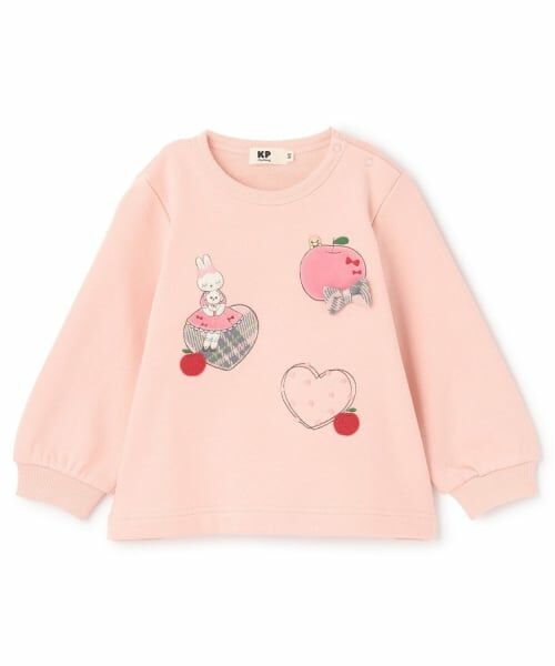 KP / ケーピー スウェット | mimiちゃん&ハートアップリケ 裏毛トレーナー（ピンク）