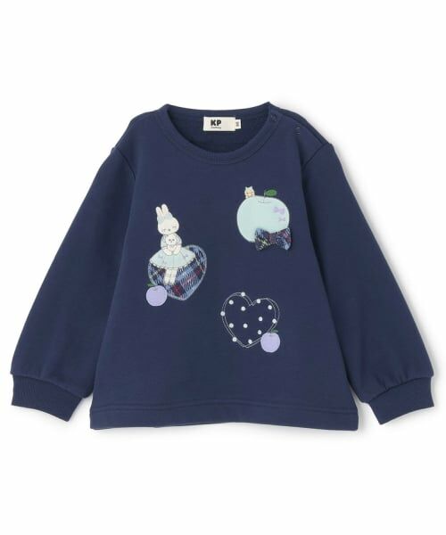 KP / ケーピー スウェット | mimiちゃん&ハートアップリケ 裏毛トレーナー（紺）