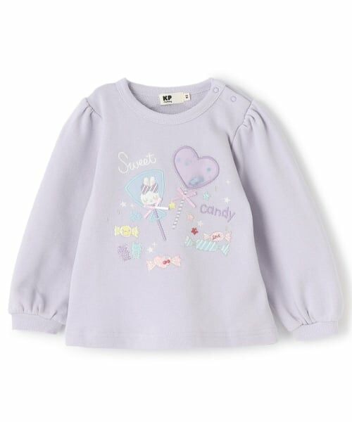 KP / ケーピー スウェット | キャンディ刺しゅう トレーナー 【吸湿発熱】（ラベンダー）