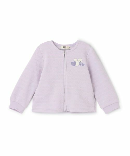 KP / ケーピー カーディガン・ボレロ | ハートラメジャカード ジップアップカーデ（ラベンダー）